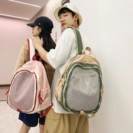 Backpack Net Design Waterproof Nylon Women's Men Large Capacity Travel Bag Unisex Multilayer Laptop Girl Schoolbag 2024