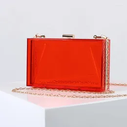 Evening Bags Red Purses For Women Designer Luxury Clutch High Quality Jelly Acrylic Transparent Handbag Candy Clear Crossbody 2024