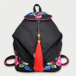 Backpack Style Canvas Embroidered College Student School Bags For Teenagers Mochila Casual Rucksack Travel Daypack Back Bag