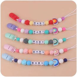 Pacifier Holders Clips# Neonatal Personalised name pacifier clip safety teeth toy chain baby environmental protection dummy bracket anti fall d240521