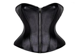 Bustiers Corsets Sexy Women Leather Lace Up Zipper Shiny Corset Bustier Overbust Waist Trainer Body Shaper Plus Size S6XL1235W7302615