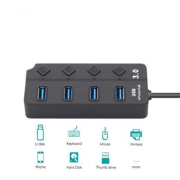 High Speed 4/7 Ports USB HUB 3.0/2.0 Adapter Expander Multi USB Splitter Multiple Extender with LED Lamp Switch for PC Laptop