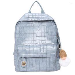 Backpack Alligator Vintage Leather Travel Bag For Women Large Capacity Teenager Girls A4 Bookbag Mochila Laptop Backpacks