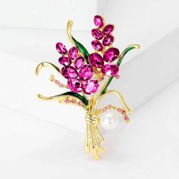 Crystal Ear Of Wheat Brooches Rhinestone Pearl Wheat Ear Brooch For Women Coat Shirt Pins Unisex Clothes Accessories Jewellery