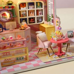 Doll House Accessories With Furniture 3D Puzzle Model Casa Wooden Dollhouse Kits Miniatures Children For Toys Birthday Gifts