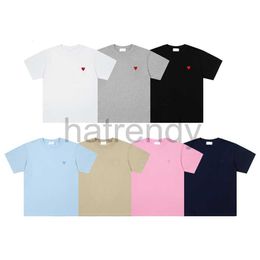 2024 Amis T Shirt Paris Fashion New Classic Love 230g Double Yarn Pure Cotton Towel Embroidered Short Sleeved T-shirt For Men And Women Same Style For Couples