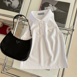 New Women designer sexy vest top fashion polo sleeveless T-shirt classic black white top cotton letter halter tank top SML