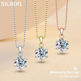 NKHOG 1ct 2ct Pendant Necklaces For Women Sterling Silver 925 D Color VVS Lab Diamond Fine Jewelry Wedding Party Gift 240515