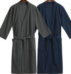 Men039s Sleepwear Men Waffle Bath Robe Suck Water Cotton Bathrobe Male Night Dressing Gown Mens Plus Size Kimono Robes Classic 4996576