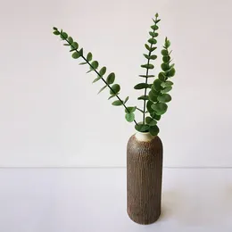 Decorative Flowers 15pcs Artificial Green Plants Leave Greenery Stems With Frost For Vase Home Party Wedding Decoration Outdoor