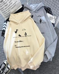 Men039s Hoodies Sweatshirts Funny You Are Offline Tops Harajuku Anime Hoodie Long Sleeve Tops Female Streetwear Men Coat Lounge7510727