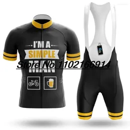 Racing Sets 2024 Mens Black Cycling Clothing Set Funny Simple Man MTB Maillot Fast Dry Summer Road Bike Shirts Suit Kits