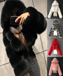 Faux Fur Fur Collar Ladies Hooded Ears Cartoon Plush Coat Women039s Winter Sherpa Cute Kawaii Coat Long Teddy Bear Jacket9066064