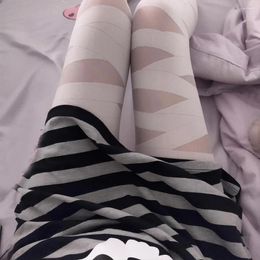 Women Socks Sexy Lolita Stocking Pantyhose Cross Strap Over Knee Velvet Girls Hosiery Bandage Design Bottom Stockings Cosplay