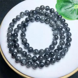 Link Bracelets 6mm Natural Black Hair Quartz Bracelet Fashion Crystal Gemstone Jewellery Reiki Healing Gift For Women 1pcs