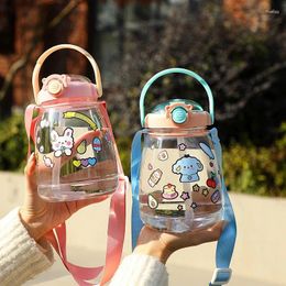 Water Bottles Big Belly Cup Children's Large Capacity Plastic Straw Tonne Bottle