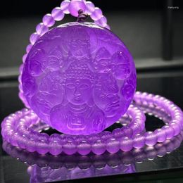 Bangle Certified Natural Purple Jade Jadeite Carved Amulet Pendant&NecklacesWanfo Converging