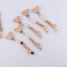 Pacifier Holders Clips# Baby cartoon bear pacifier clip Personalised name dummy mountain beech Jupiter toy accessories do bisphenol A d240521