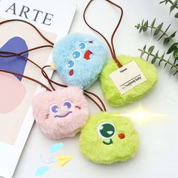 3PCS Cartoon Big-eyed Name Sticker Pendant Three-eyed Monster Plush Doll Anti-lost Mark Lage Tag Charm Keychain Bag Decor