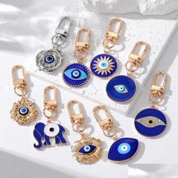 Key Rings Enamel Evil Eye Round Elephant Keychains Pendant Ring For Man Woman Flower Blue Eyes Keychain Drop Delivery Jewelr Dhgarden Dhlza
