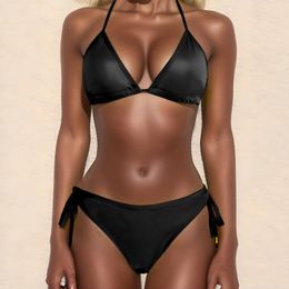 Women's Swimwear Sexy High Cut Bikinis Sets For Brazilian Micro 2024 Summer Two Piece Swimsuits Solid Bathing Suits Beachwear