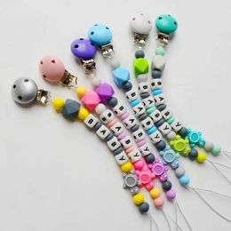 Pacifier Holders Clips# Personalised Name Baby Nipple Clip Cartoon Silicone Dummy Nipple Clip Chain Accessories Teeth Toys Baby Feeding d240521