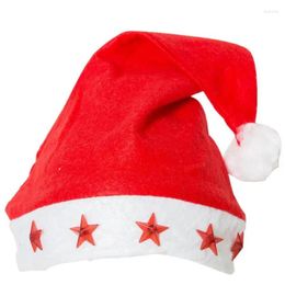 Party Decoration LED Christmas Hat Beanie Xmas Glowing Luminous Red Flashing Star Santa For Adult LX6174