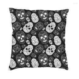 Pillow Sugar Skulls Black And White Cover Day Of The Dead Throw Case For Living Room Cool Pillowcase Home Decorative