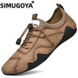 Casual Shoes SIMUGOYA Men Leather Fashion Sneakers Handmade Breathable Mens Loafers Moccasins Boat 38-48