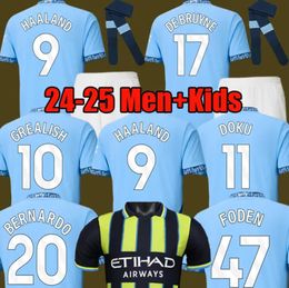 Soccer Jerseys HAALAND 24 25 DE BRUYNE PHILLIPS MANS CITIES GREALISH FERRAN MAHREZ FODEN BERNARDO JOAO CANCELO Z RODRIGO Football Shirt Men Kids Kit Sets Uniforms