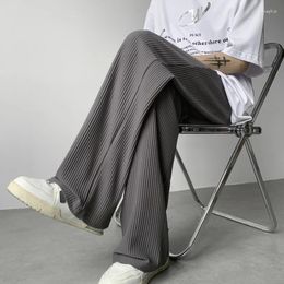 Men's Pants Summer Ice Silk Men Fashion Casual Pleated Japanese Streetwear Loose Wide Leg Mens Baggy Trousers M-3XL
