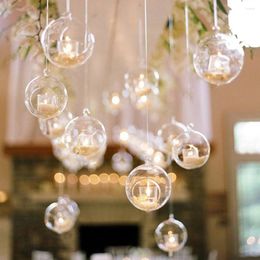 Candle Holders Globe Shape Glass Candlestick Tea Light Holder Succulent Style Hanging Round Home Decors Clear Vase Romantic Wedding