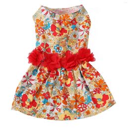 Dog Apparel Pet Clothes Easy To Wear Skin Friendly Dress Colourful Comfortable Elegant Flower Pattern For Spring