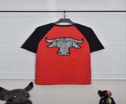 21ss men printed t shirts designer back cattle head patch letter clothes short sleeve mens shirt tag red white black8799990