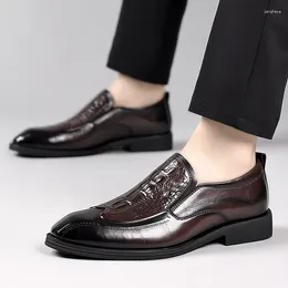 Casual Shoes Men Slip On Fashion High Quality Leather Work Designer Formal Business Dress Shoe Wedding