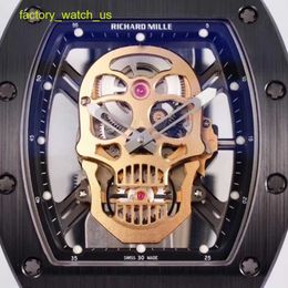 Exciting RM Wrist Watch Automatic Tourbillon Full Sky Star Skull Watch Multi-functional Hollowed out Mechanical Mens Watch