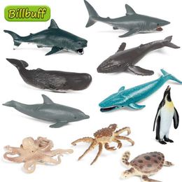 Novelty Games New Simulation Ocean Animal Model Set Figures Shark Whale Turtle Dolphin Swordfish Action Figures Educational toys for kids Gift Y240521