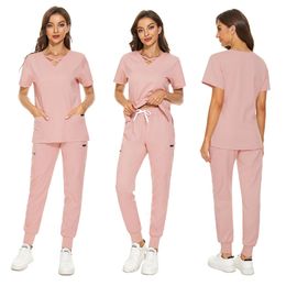 Stretch Scrubs Woman Set Uniforms Women Tops Pant Dental Clinic Beauty Salon Workwear Clothes Nurse Accessories 240520