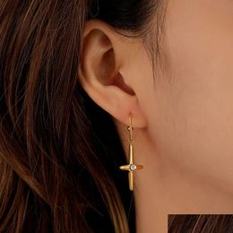 Dangle & Chandelier Fashion Jewellery Cool Crucifix Earrings For Women Twrist C Shape Titanium Drop Delivery Dhgarden Dhwhw