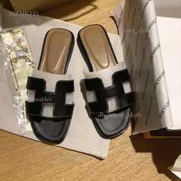 H Сандаловые дизайнерские обувь версия H Slippers Women Summer H Shoese Интернет знаменитость повседневная универсальная пляж H Слипповая кожа плос