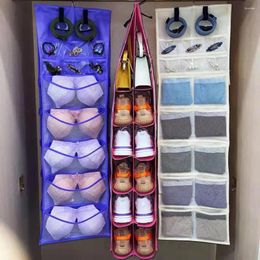 Storage Bags Closet Organizer Dust-proof Foldable Strong Bearing Compartment Design Mesh Pockets Bra Underwear Wardrobe Hanging