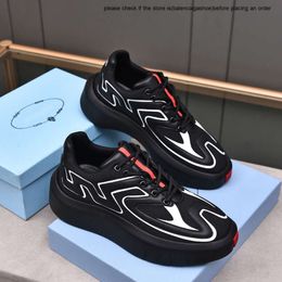 Pradshoes Platform Top-quality sneaker Americas cup Fabric Men Nylon mesh leather shoes wedding dress trainers low top walking flats thick soles rubber size 38-45Box