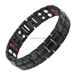 Bangle Double Row Bio Elements Energy Germanium Bracelet For Mens Cuff Jewellery Hand Chain 99.95% Pure Copper Bangles 230621 Drop Del Dhap0