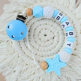 Pacifier Holders Clips# Baby pacifier clip cartoon silicone celebrity personalized name feeding dummy Nipple stand chain clip newborn baby teeth toy d240521