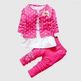 Clothing Sets Spring Autumn Baby Girl Coat T Shirt Pants 3PCs Suit Children Cute Princess Bow Outfits