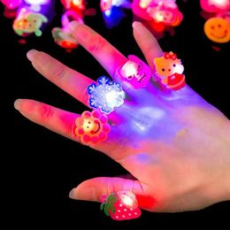 105Pcs Cartoon LED Luminous Finger Rings Shine In The Dark Light Toys for kids Girl Birthday Party Favours Gifts 240521