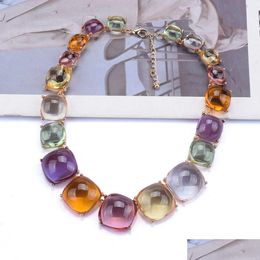 Chokers Za Mticolor Transparent Resin Choker Necklace Women Jewellery Indian Statement Gold Plated Metal Large Collar 230524 Drop Deliv Dhkpg