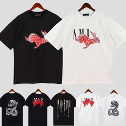 Amaris Limited Edition Designer T Shirt Of 2023 Rabbit Year New Couples Tees Street Wear Summer Fashion Splash-Ink Letter Print Design Couple Short Sleeves 83