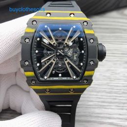 Modern RM Wrist Watch Tourbillon Mechanical Watch Mens Automatic Gear Black Technology Trend Casual Waterproof Barrel Shaped Large Dial Outdoor Watch