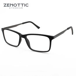 ZENOTTIC Fashion Male Plastic Square Metal Streamlined Optical Glasses Frame for Prescription Myopia Spectacle 240521